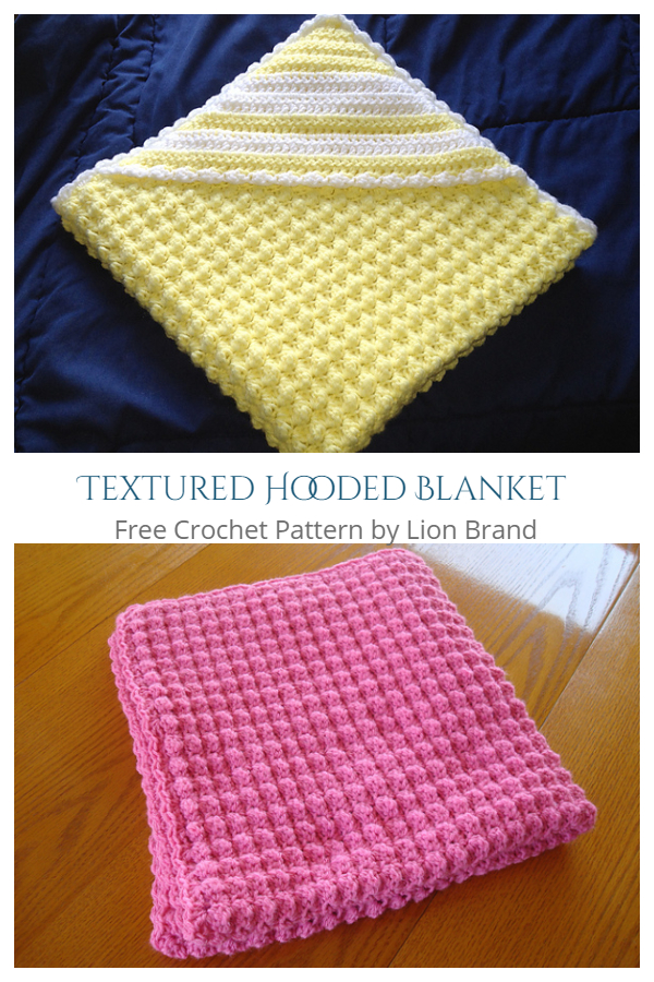 Textured Hooded Blanket Free Crochet Patterns