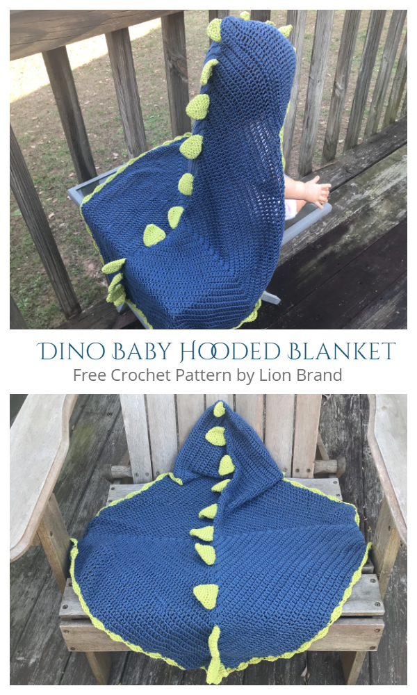 Dino Baby Hooded Blanket Free Crochet Patterns