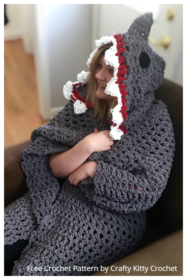 Shark Hooded Blanket Free Crochet Patterns