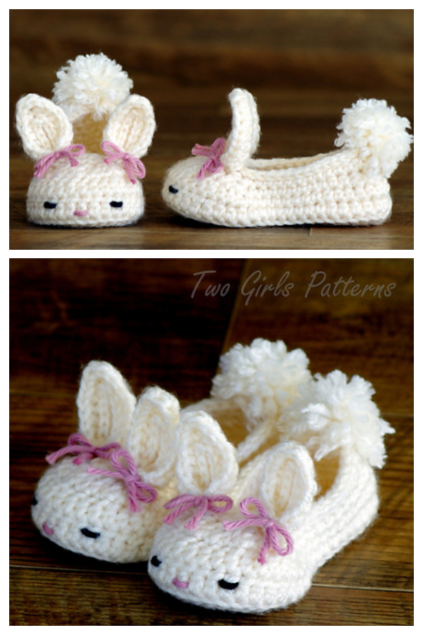 Hoppy Baby Bunny House Slippers Crochet Patterns