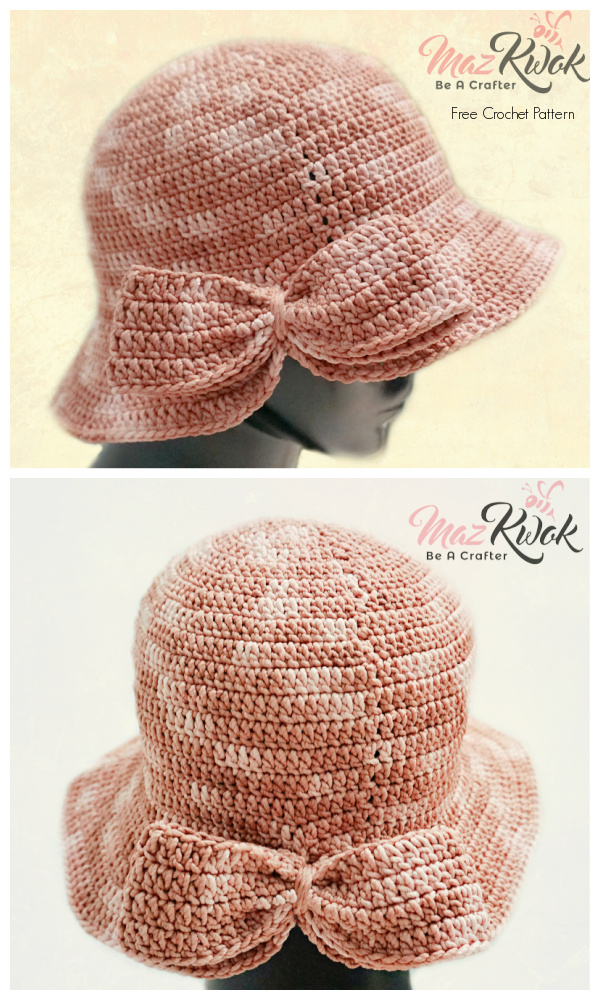 Brimmed Hat with Bow Free Crochet Patterns