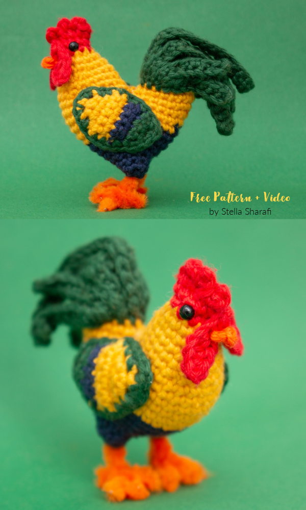 Crochet Little Rooster Amigurumi Free Patterns + Video