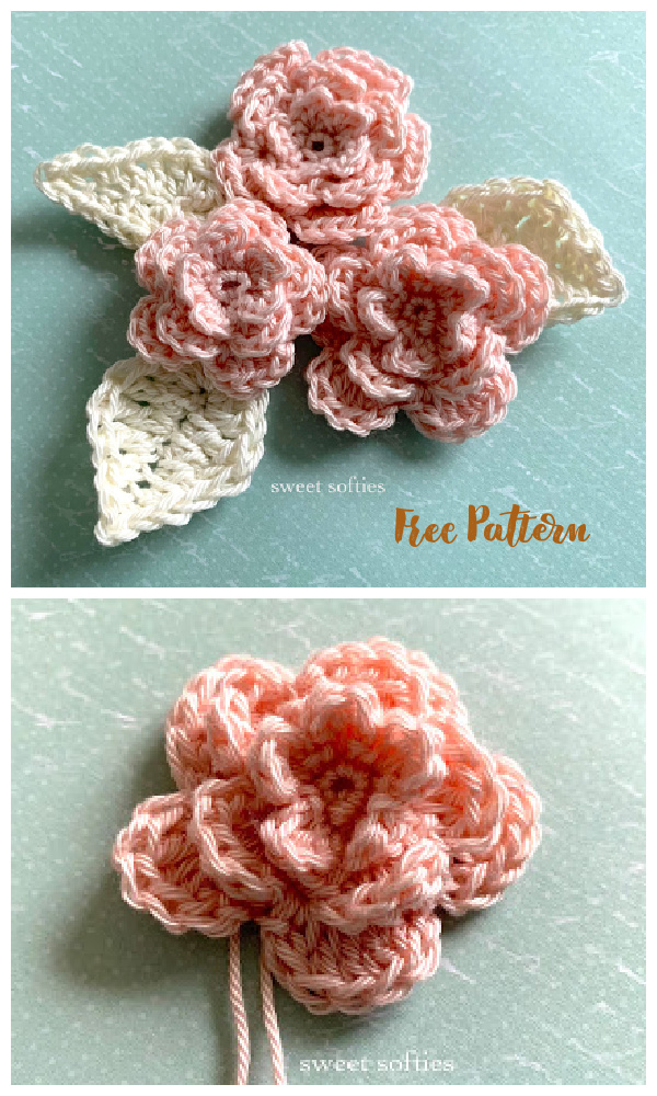 Easy Layered Rose Applique Free Crochet Patterns