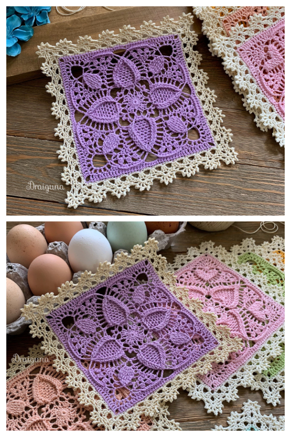 Easter Egg Square Lace Doily Free Crochet Pattern