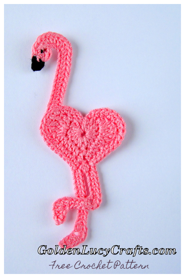Sweet Heart Flamingo Applique Free Crochet Patterns