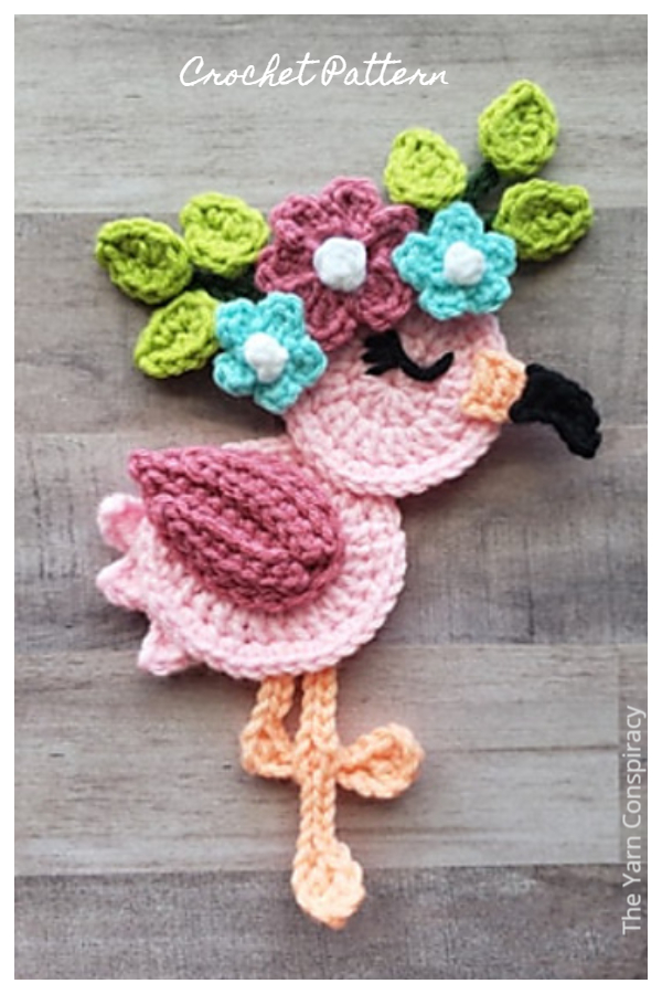 Flora the Flamingo Applique Crochet Patterns