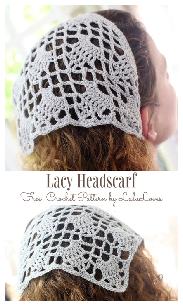 Lacy Headscarf Free Crochet Patterns