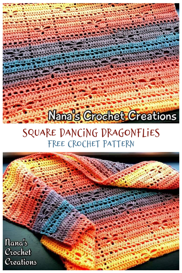 Square Dancing Dragonfly Blanket Free Crochet Patterns