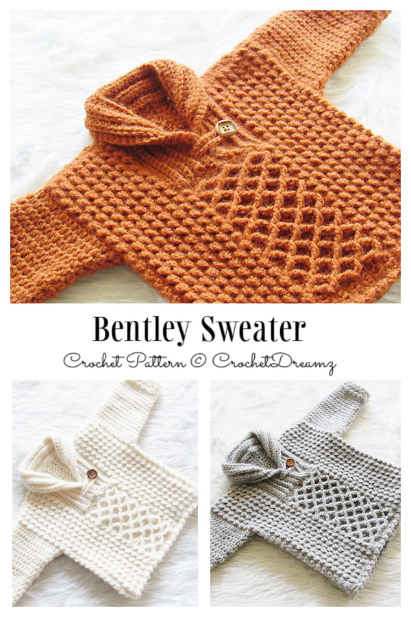 Baby&Kids Bentley Sweater Pullover Crochet Patterns (3M-4Y)
