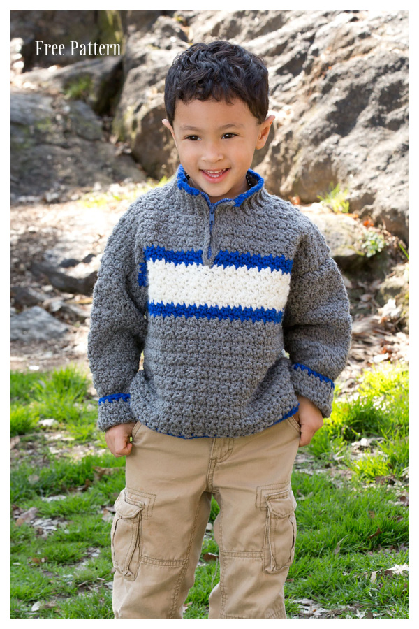 Baby&Kid Rugby Pullover Sweater Free Crochet Patterns