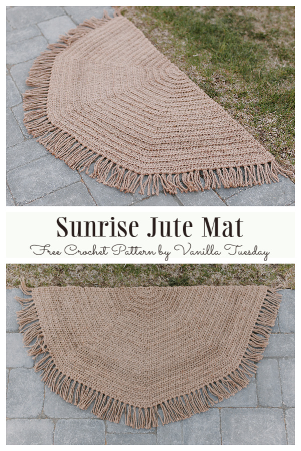 Half Circle Sunrise Jute Mat Free Crochet Patterns