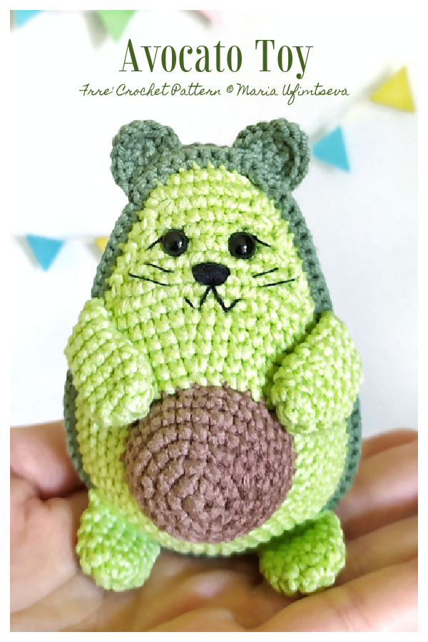 Crochet Avocado Cat Avocato Amigurumi Free Patterns 
