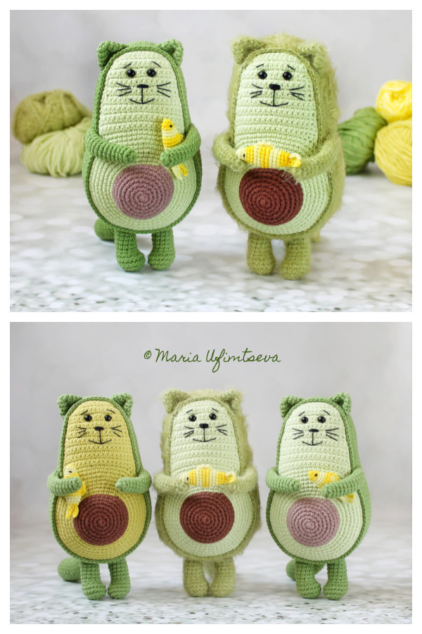 Crochet Avocado Cat Amigurumi Patterns 