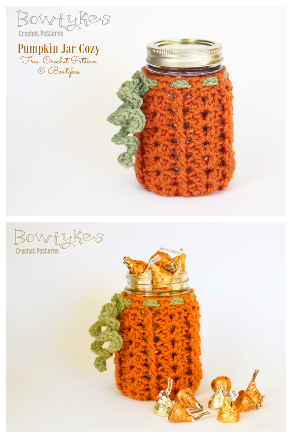 Pumpkin Mason Jar Cozy Free Crochet Patterns