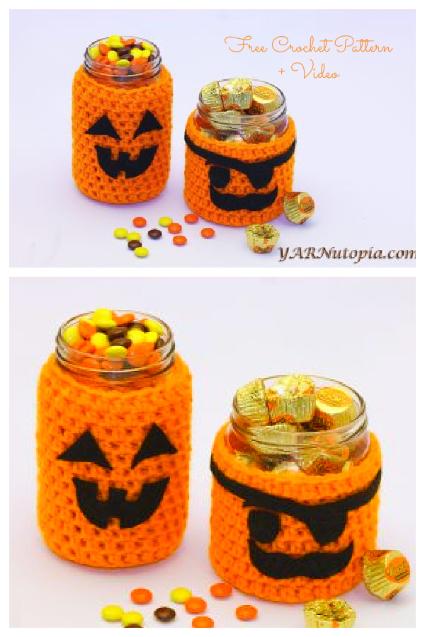 Seasonal Jar Cover Cozies&nbsp;Free Crochet Patterns + Video