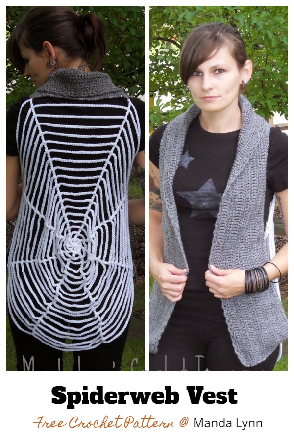 Halloween Spider Web Vest Free Crochet Patterns