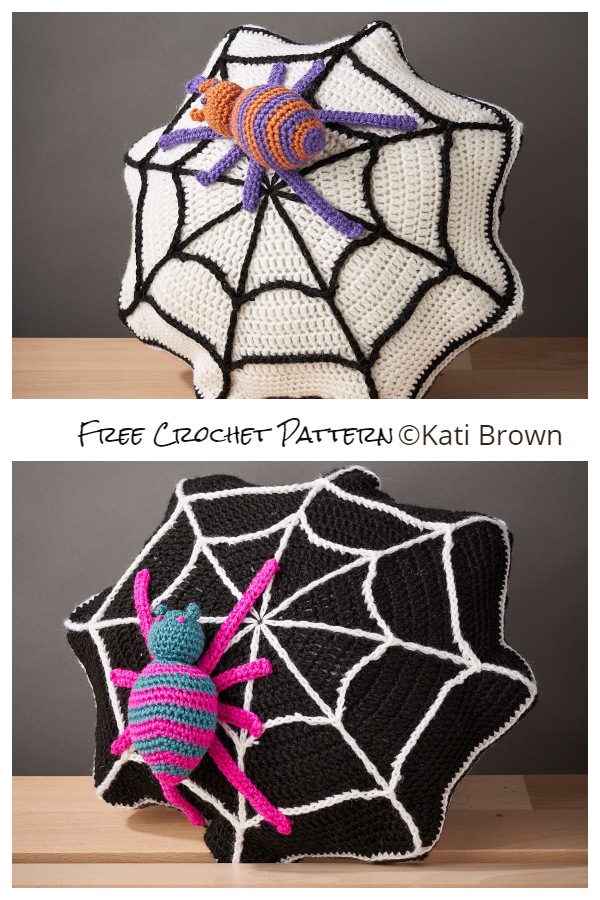 Halloween Spider Web Pillow Free Crochet Patterns