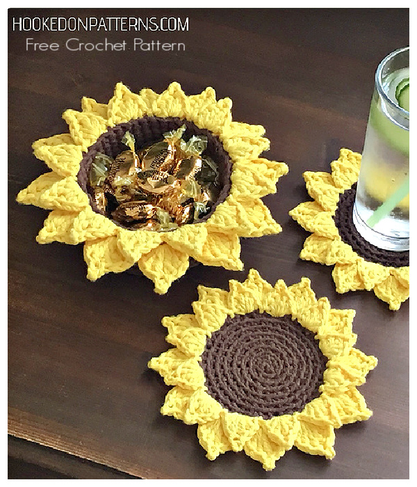 Sunflower Coasters Free Crochet Pattern