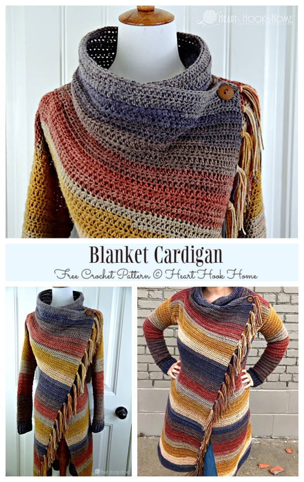Adult Blanket Cardigan Free Crochet Patterns