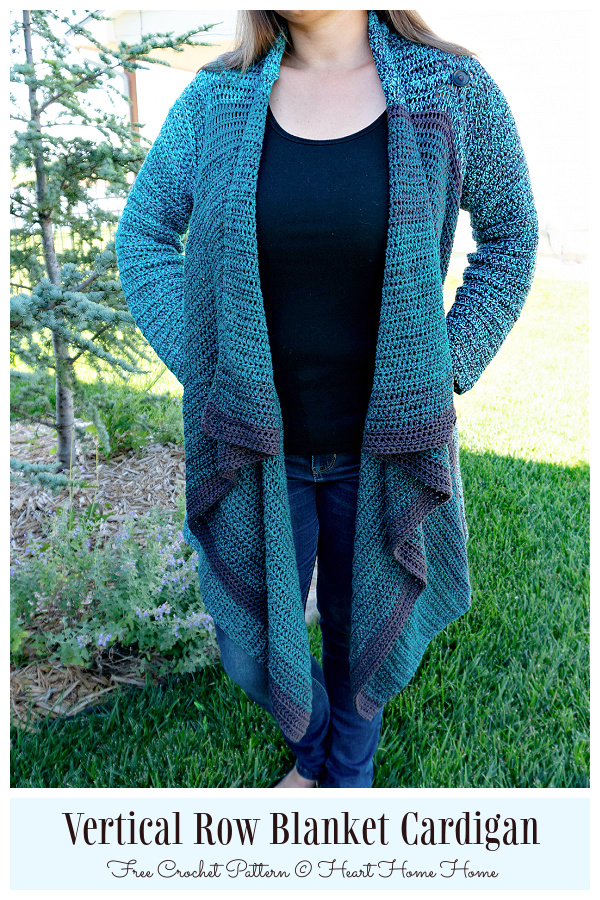 Vertical Row Blanket Cardigan Free Crochet Patterns