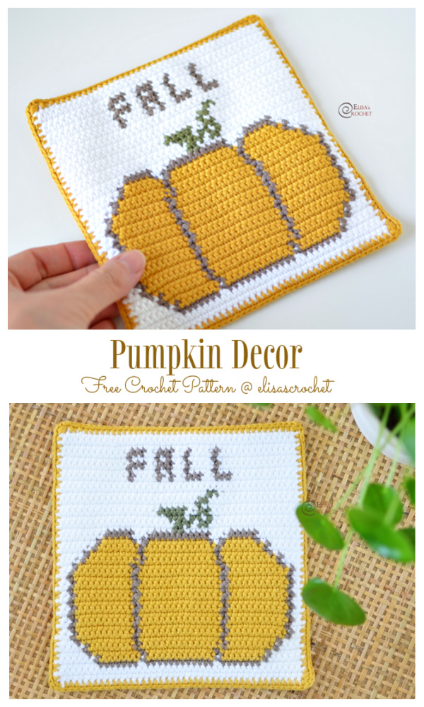 Fall Pumpkin Coaster Decor Free Crochet Patterns 