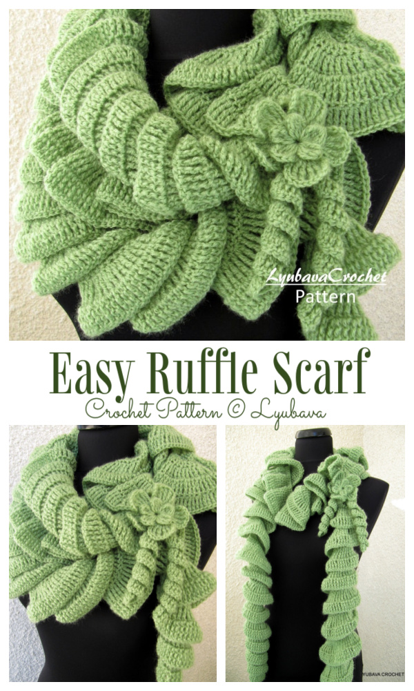 Flower Ruffled Scarf Crochet Patterns