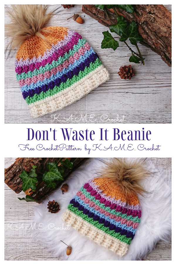 Don't Waste It Beanie Scrap Yarn Hat Free Crochet Patterns