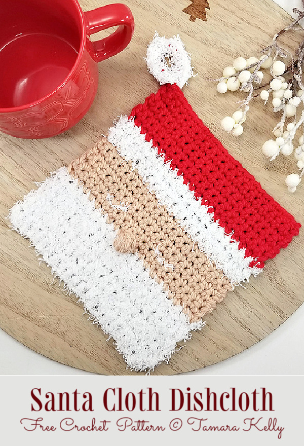 Christmas Santa Cloth Dishcloth Free Crochet Patterns