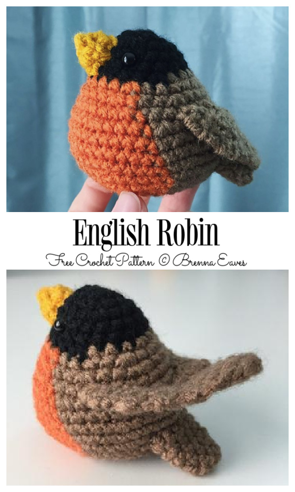Crochet  English Robin Bird Amigurumi Free Patterns