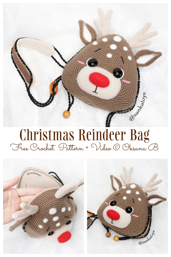 Christmas Reindeer Bag Free Crochet Pattern + Video