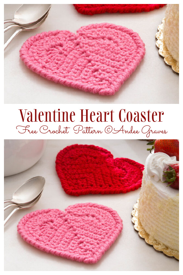 Valentine Heart Coaster Free Crochet Patterns