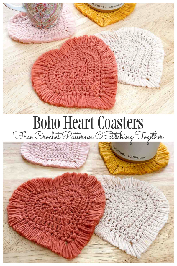 Boho Heart Coasters Free Crochet Pattern