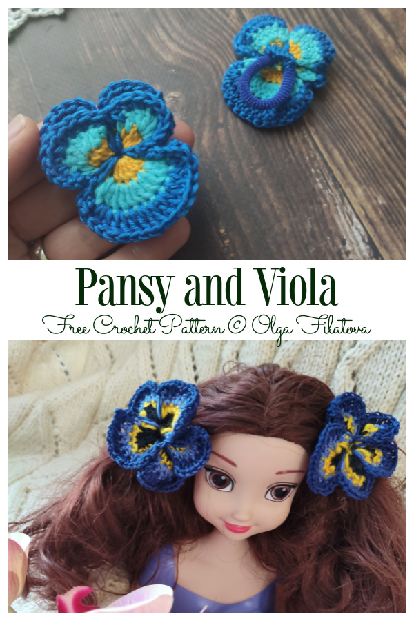 Pansy Flower & Viola Free Crochet Patterns