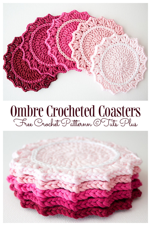 Ombre Crocheted Coasters Free Crochet Patterns