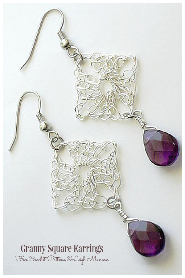 Granny Square Earrings Free Crochet Patterns 