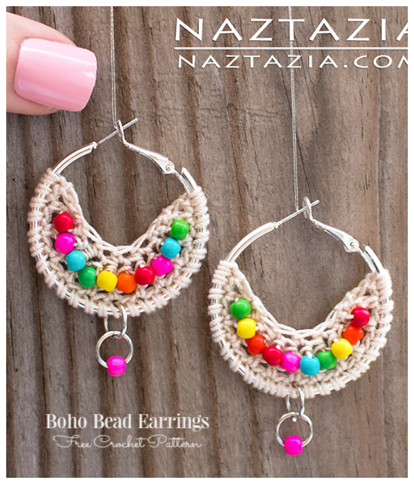 Boho Bead Earrings Free Crochet Patterns 