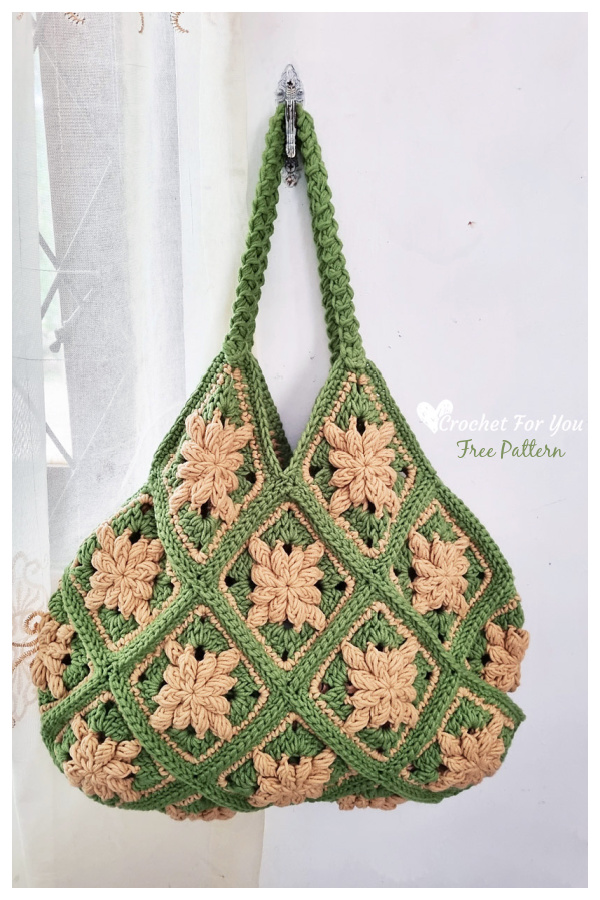Bobble Flower Tote Bag Free Crochet Pattern