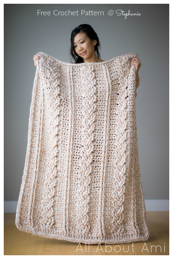 Chunky Braided Cabled Blanket Free Crochet Patterns