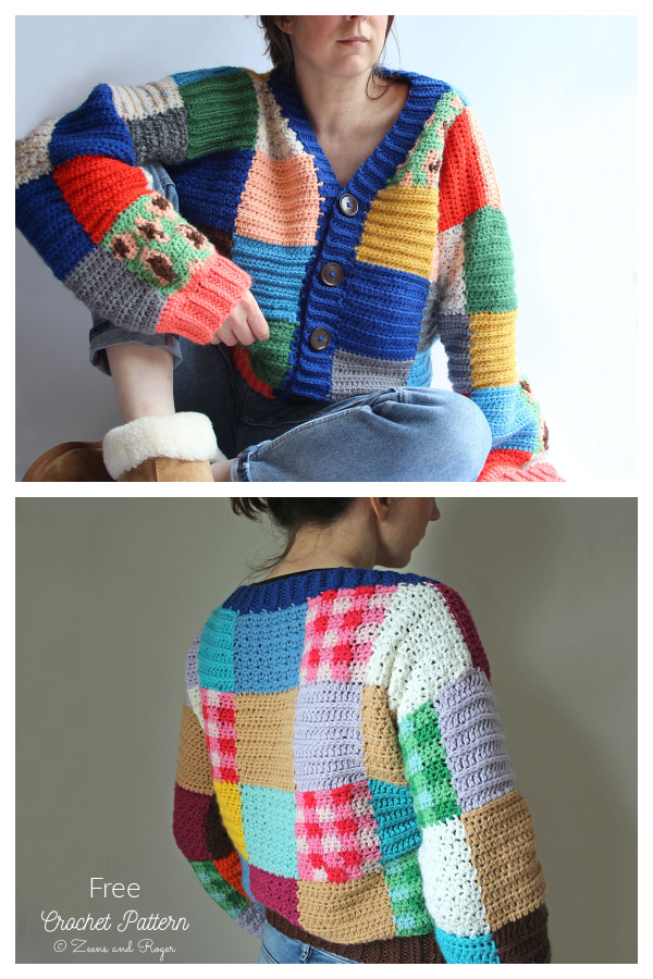 Anderson Patchwork&nbsp;Cardigan Free Crochet Patterns