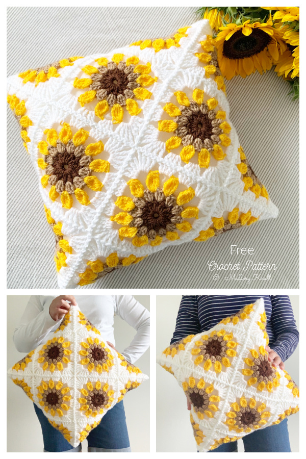 Solig Sunflower Pillow Free Crochet Patterns