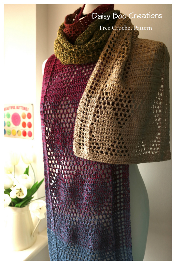Long Faded Diamonds Scarf Free Crochet Patterns