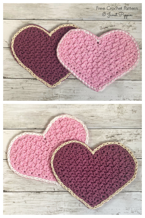 Heart Hot Pad Potholder Free Crochet Patterns 