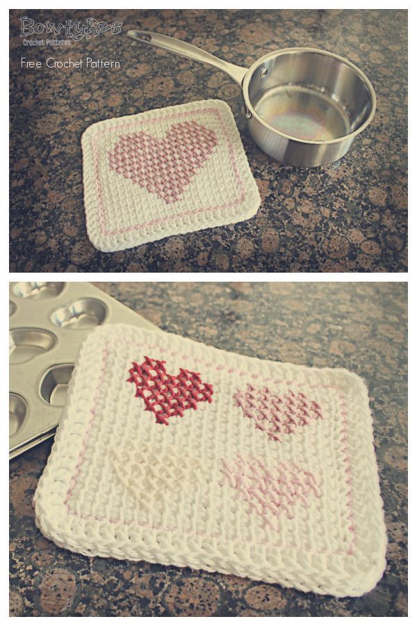 Cross Stitch Tunisian Potholder Free Crochet Patterns 