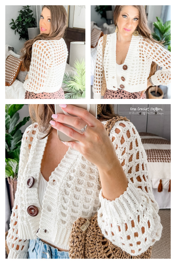Peek-A-Boo Crop Cardigan Free Crochet Pattern