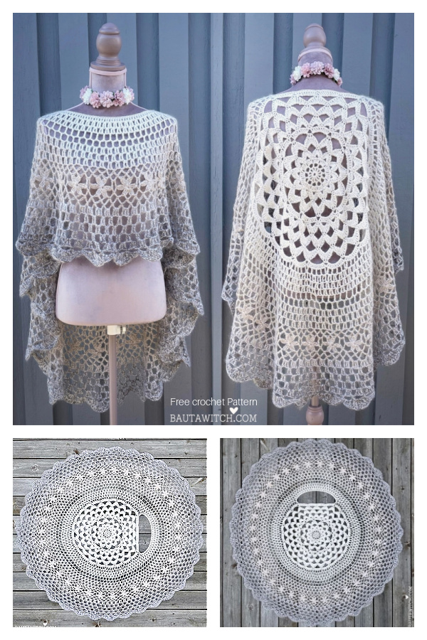 Romantic Asymmetrical Poncho Free Crochet Pattern
