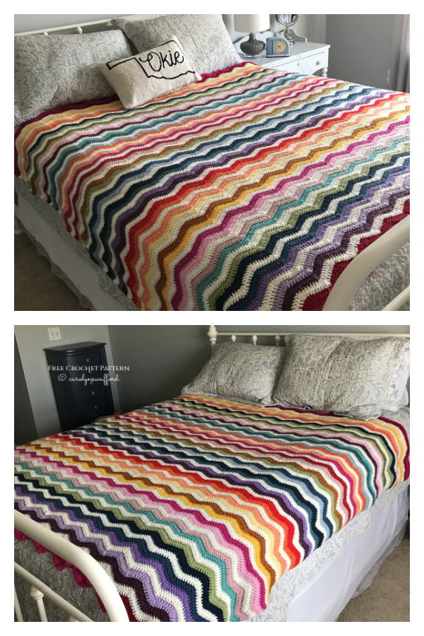 Easy Ripple Afghan Blanket Free Crochet Pattern