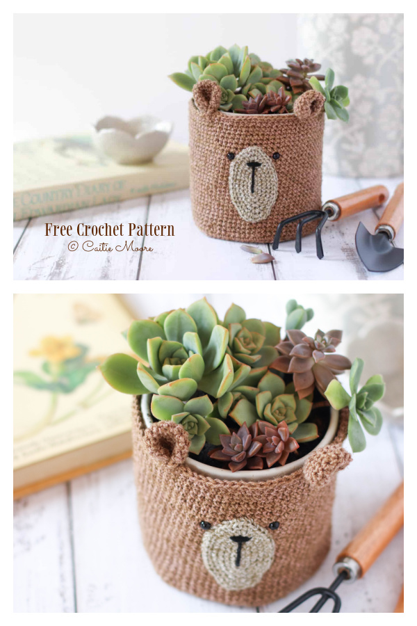 Fun Teddy Bear Planter Free Crochet Patterns
