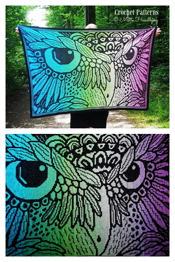 Noctua the Night Owl Throw Blanket Crochet Pattern