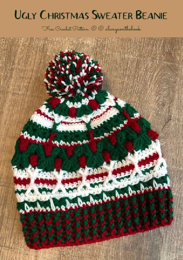 Ugly Christmas Sweater Beanie Free Crochet Pattern