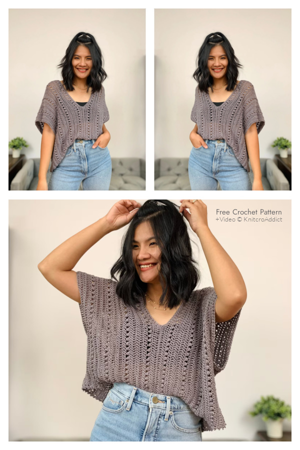 Lacy Summer Top Free Crochet Pattern + Video tutorial